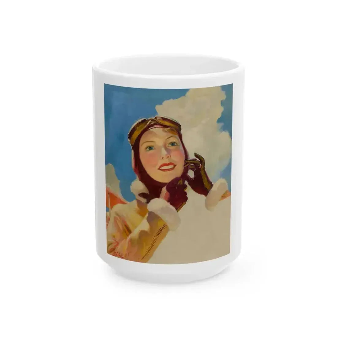 Aviator Girl - White Coffee Mug 15oz - Go Mug Yourself
