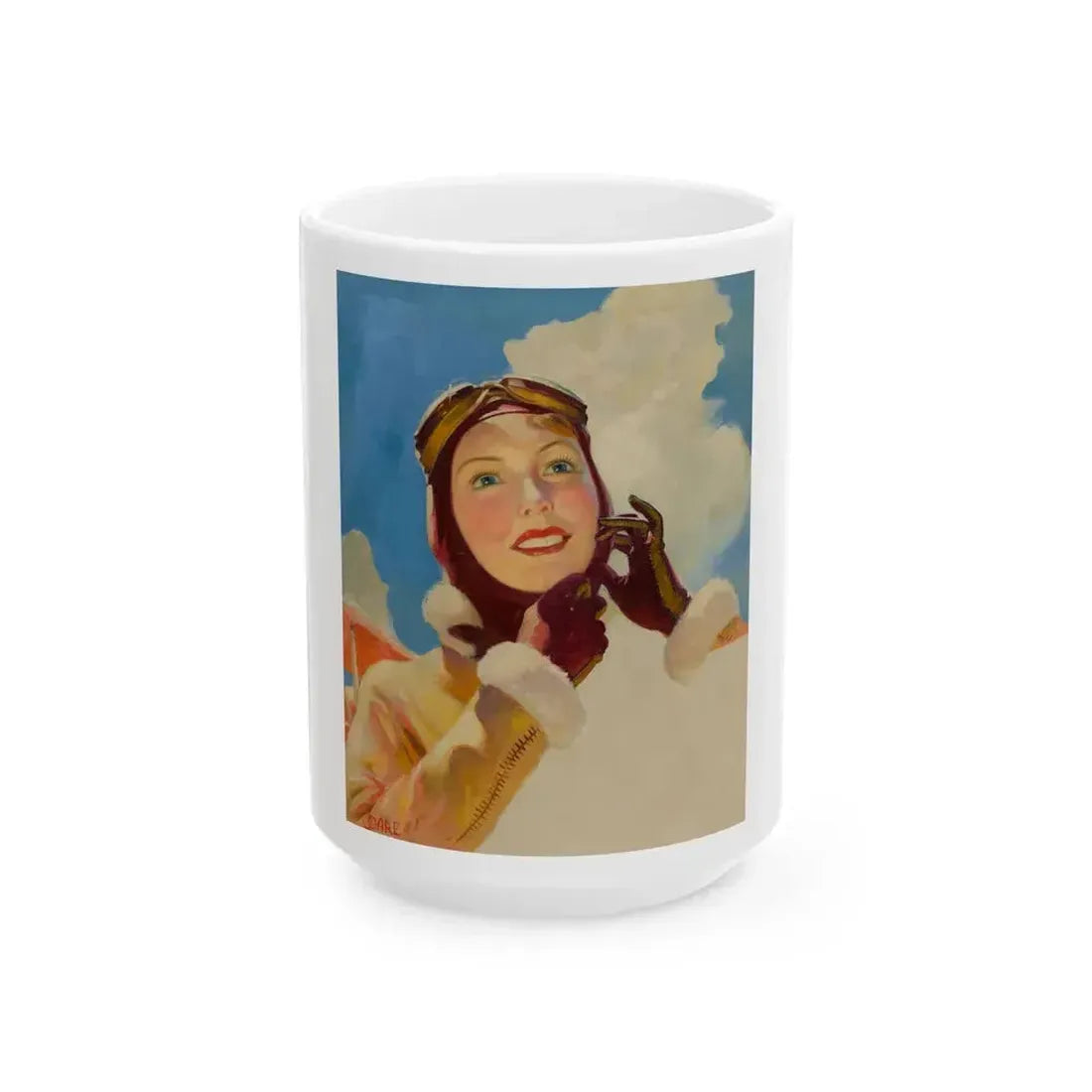 Aviator Girl - White Coffee Mug 15oz - Go Mug Yourself