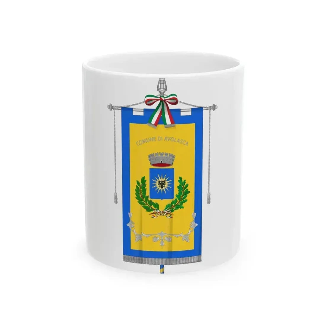 Avolasca-Gonfalone (Italy) White Coffee Mug 11oz - Go Mug Yourself