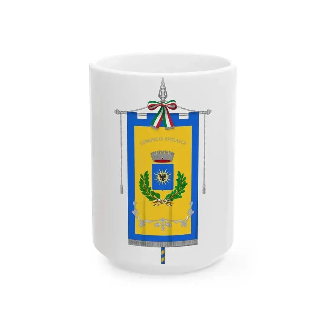 Avolasca-Gonfalone (Italy) White Coffee Mug 15oz - Go Mug Yourself
