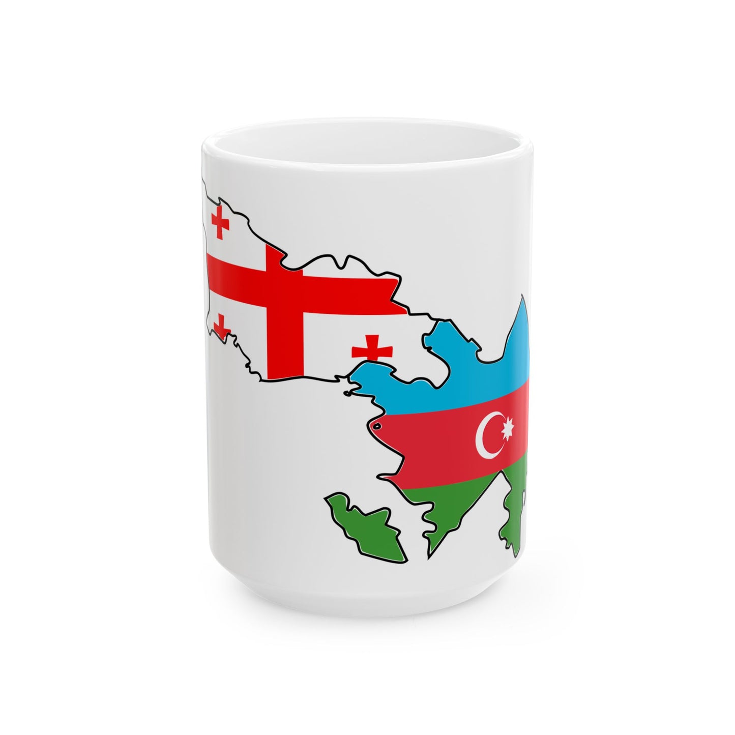 Azerbaijan and Georgia flag map (Azerbaijan) White Coffee Mug-15oz-Go Mug Yourself