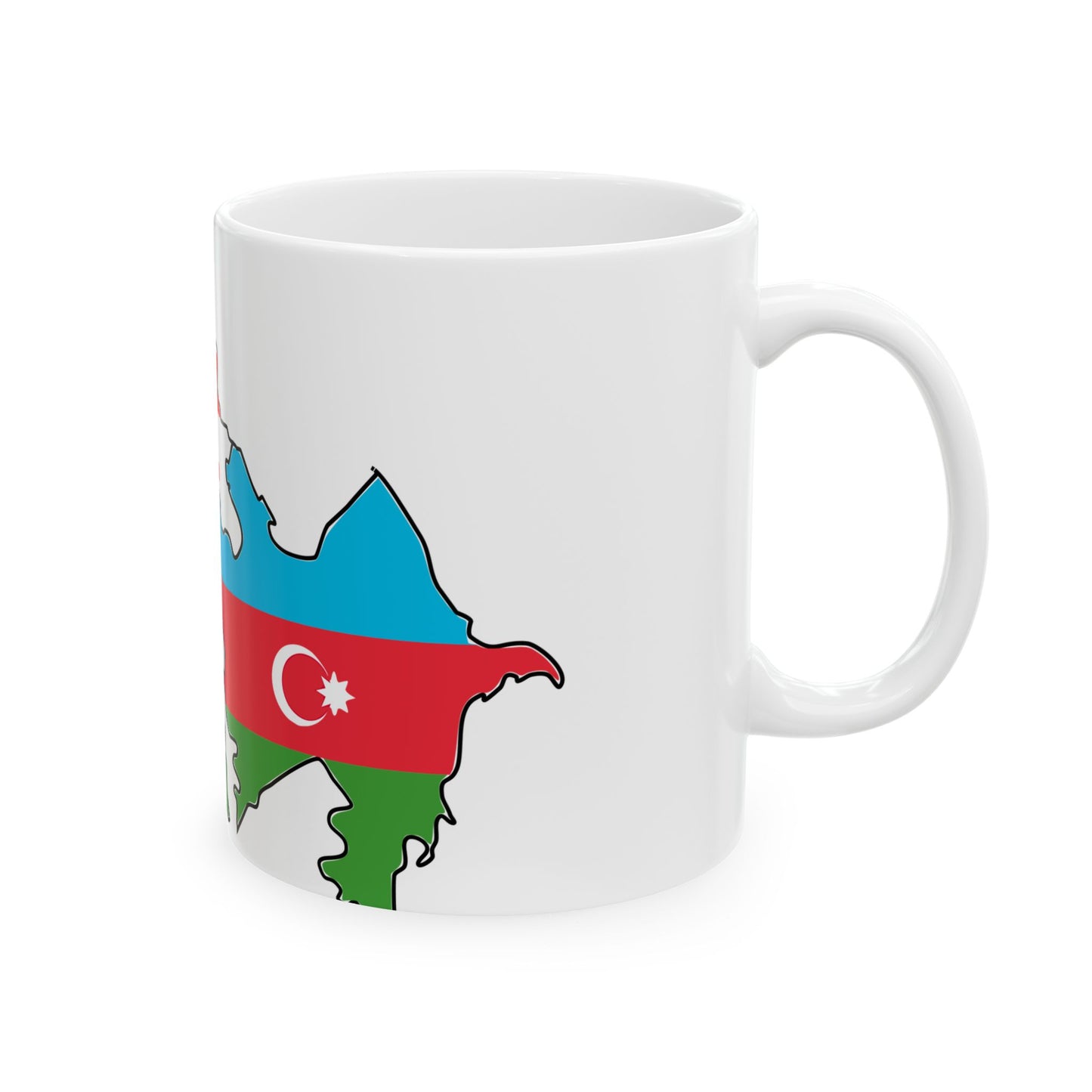 Azerbaijan and Georgia flag map (Azerbaijan) White Coffee Mug-Go Mug Yourself
