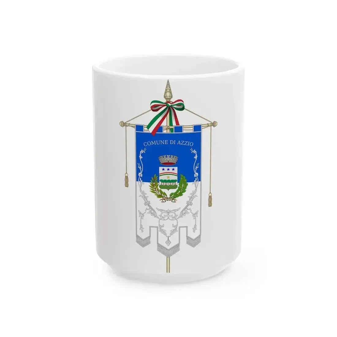 Azzio-Gonfalone (Italy) White Coffee Mug 15oz - Go Mug Yourself