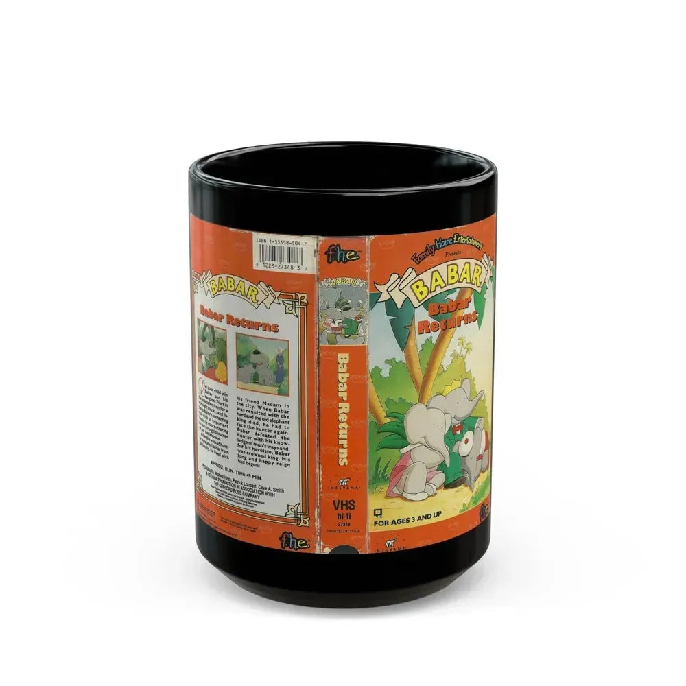 BABAR BABAR RETURNS (VHS COVER) - Black Coffee Mug 15oz - Go Mug Yourself