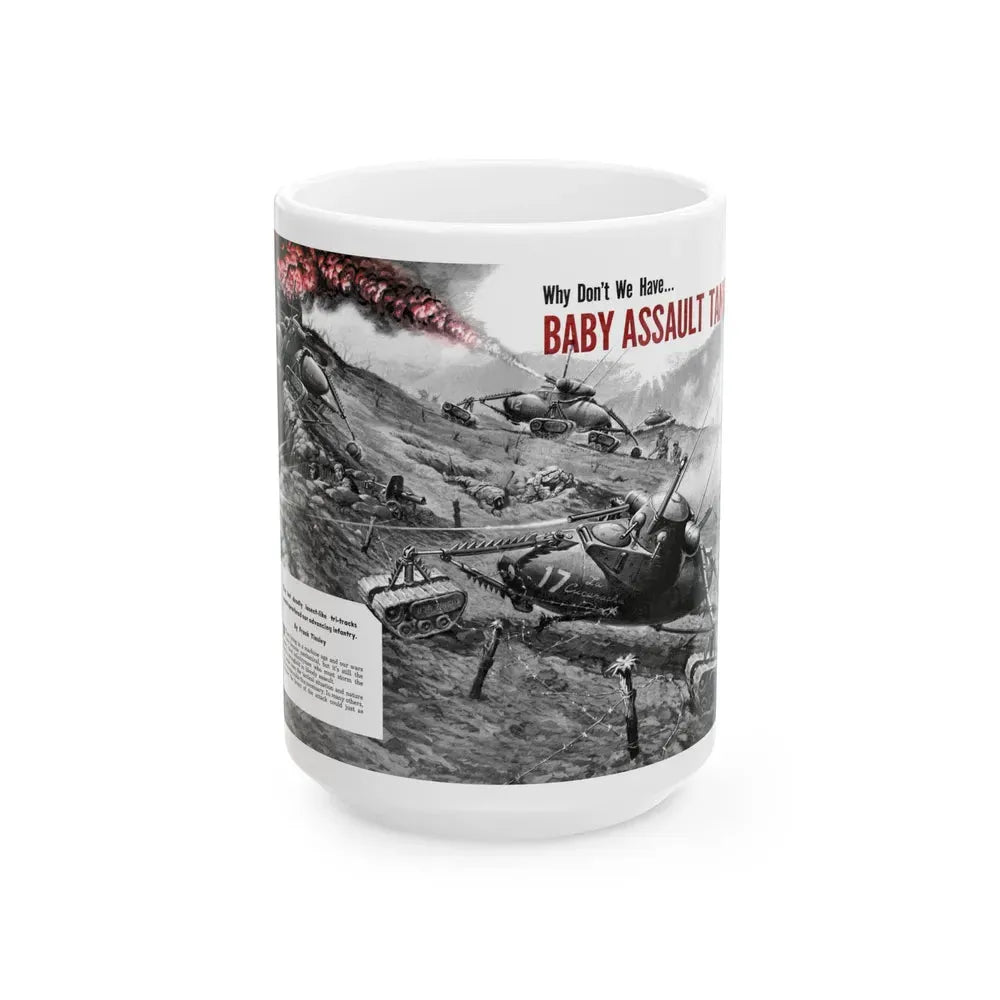 Baby Assault Tanks, Modern Mechanix, 1952 - White Coffee Mug 15oz - Go Mug Yourself
