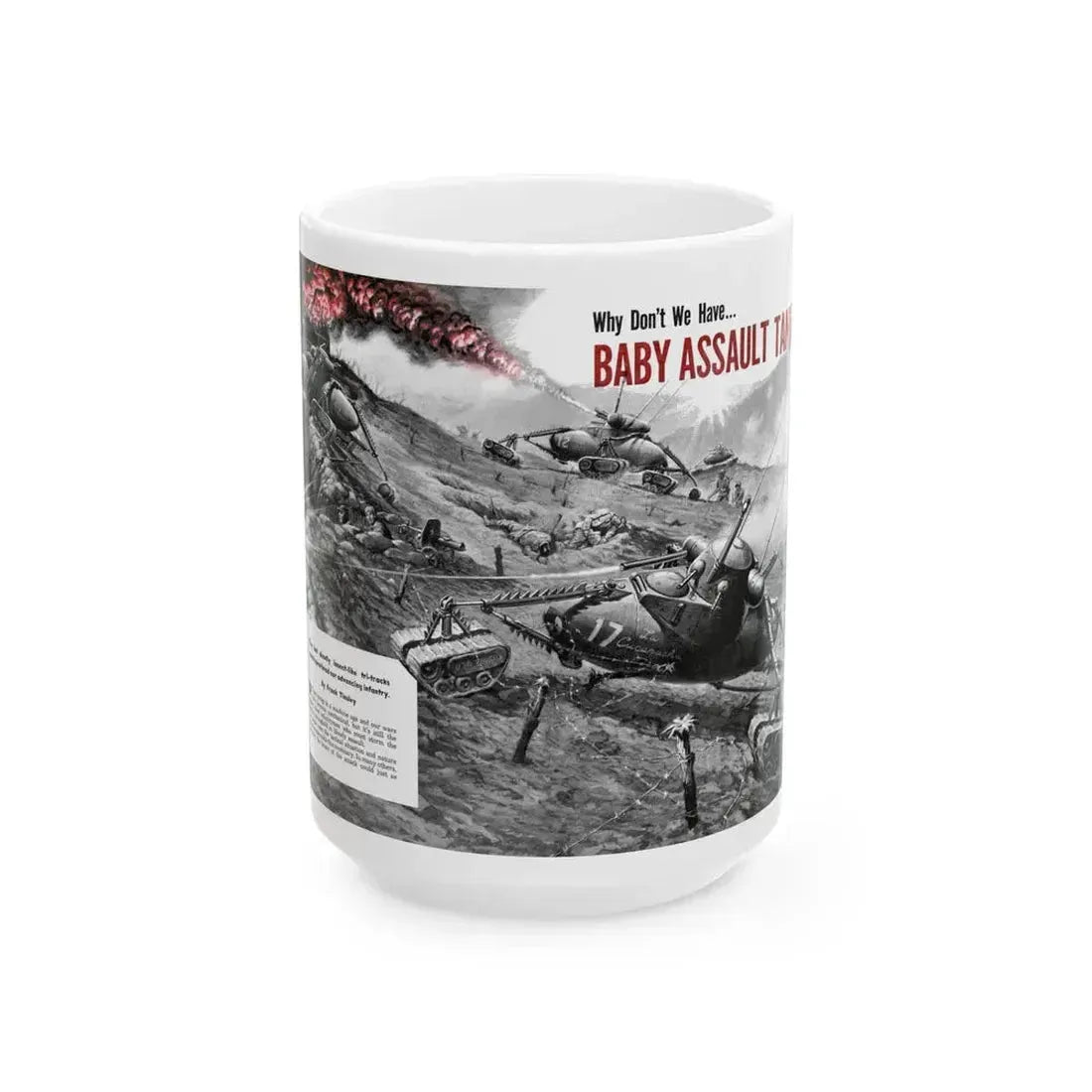 Baby Assault Tanks, Modern Mechanix, 1952 - White Coffee Mug 15oz - Go Mug Yourself