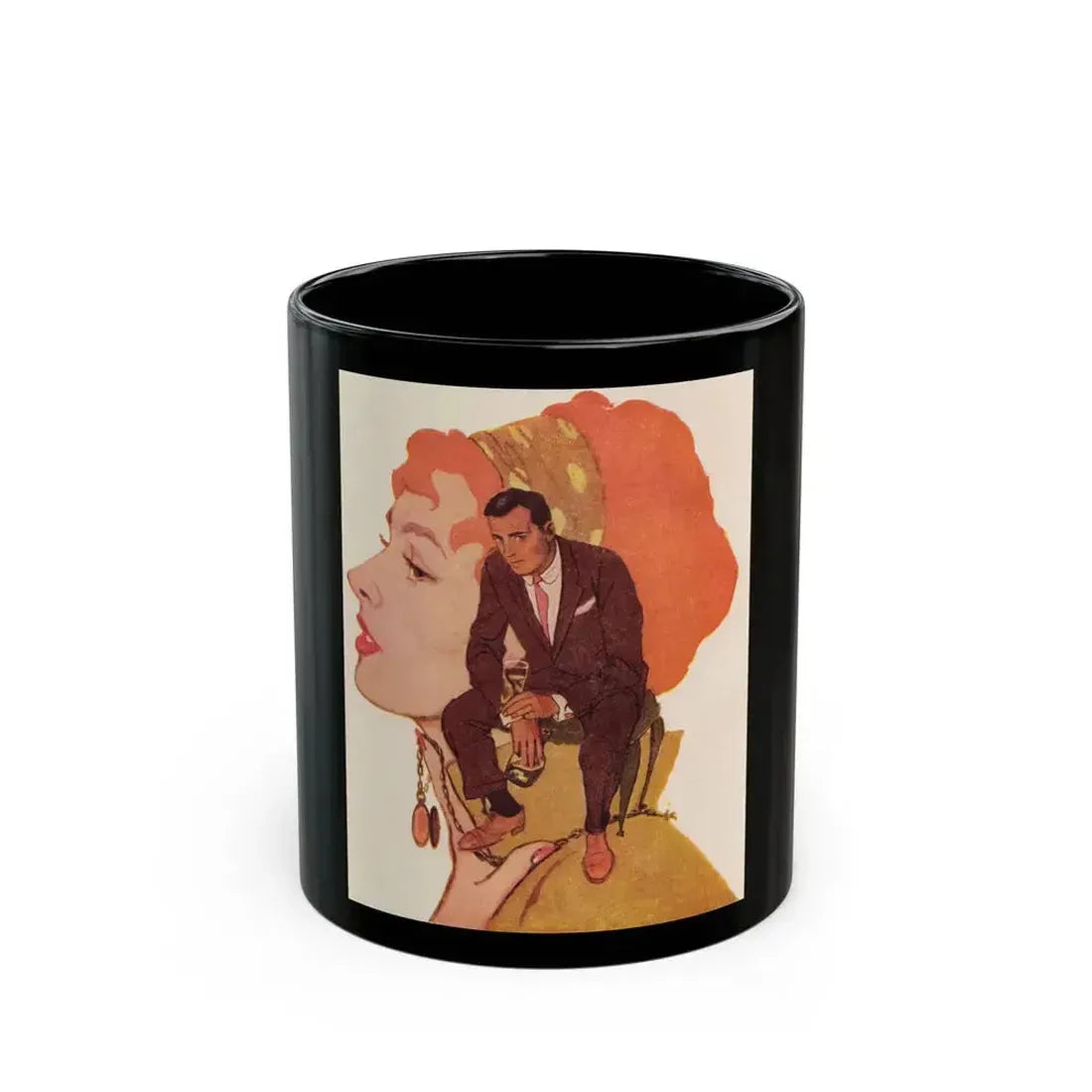 Bachelor Santa Claus (2), Cosmopolitan Illustration, December 1958 - Black Coffee Mug 11oz - Go Mug Yourself