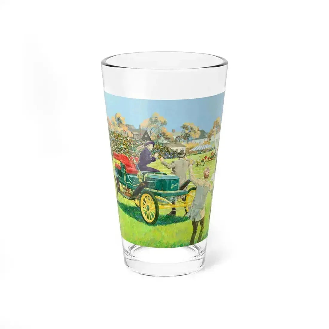 Back For the Big Game, 1909 Stanley Steamer, Great Moments in Early American Motoring, 1970 (Magazine Illustration) Pint Glass 16oz 16oz - Go Mug Yourself