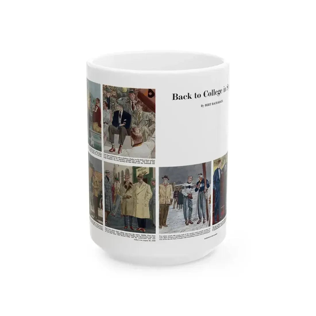 Back to College in Style, Collier's, August 27, 1949 - White Coffee Mug 15oz - Go Mug Yourself