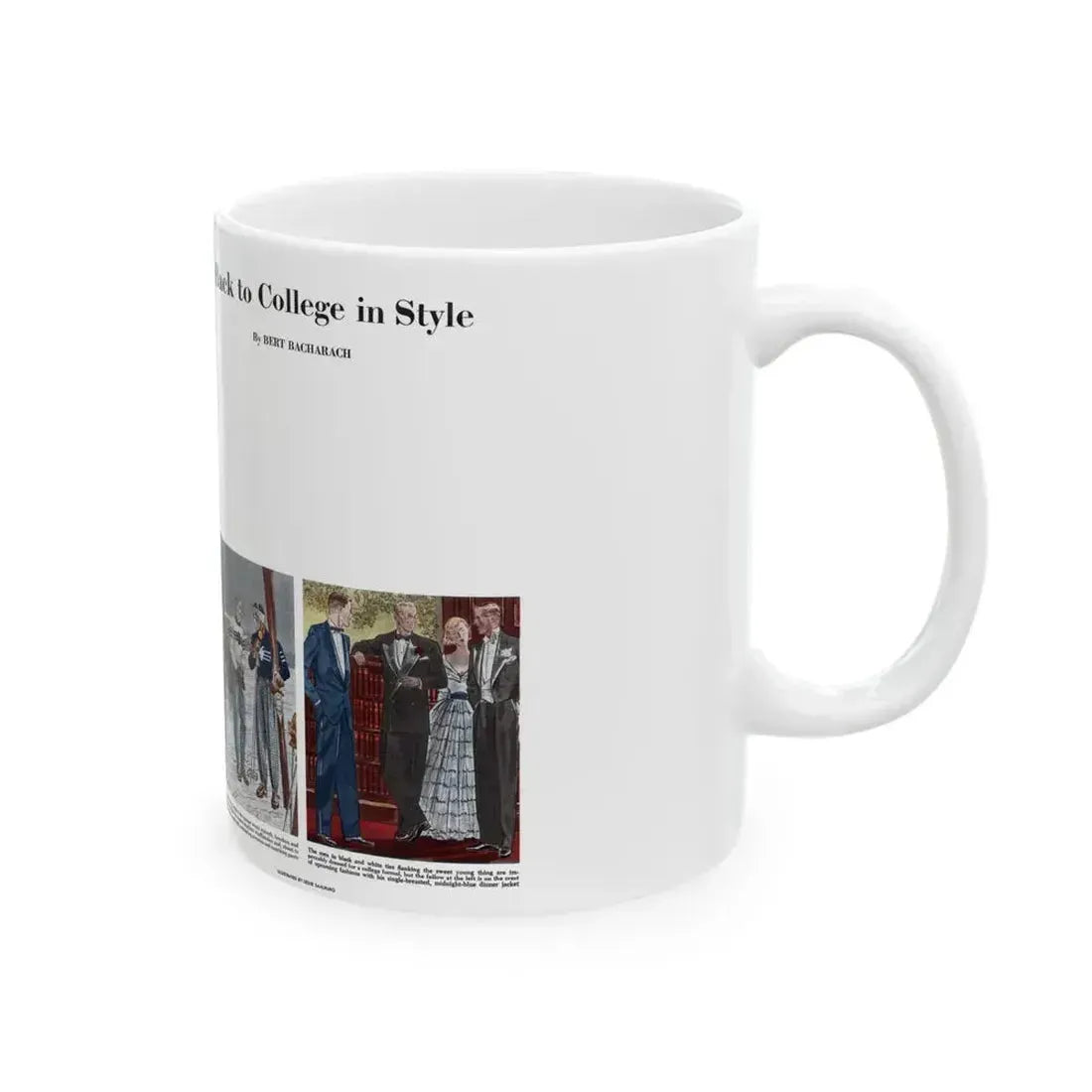 Back to College in Style, Collier's, August 27, 1949 - White Coffee Mug - Go Mug Yourself