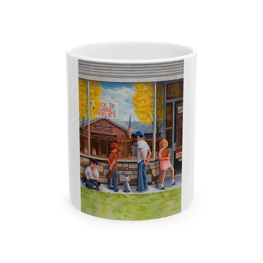 Back to School Supplies, Saturday Evening Post cover, September-October 1973 - White Coffee Mug 11oz - Go Mug Yourself