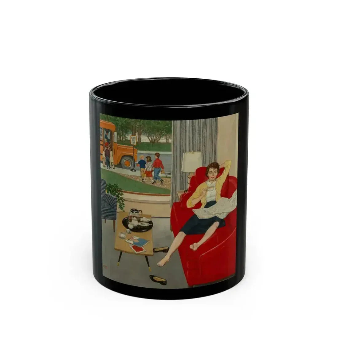 Back to School, The Saturday Evening Post cover, September 12, 1959 - Black Coffee Mug 11oz - Go Mug Yourself