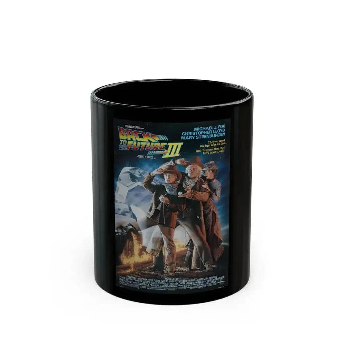 BACK TO THE FUTURE III 1990 Movie Poster - Black Coffee Mug 11oz - Go Mug Yourself