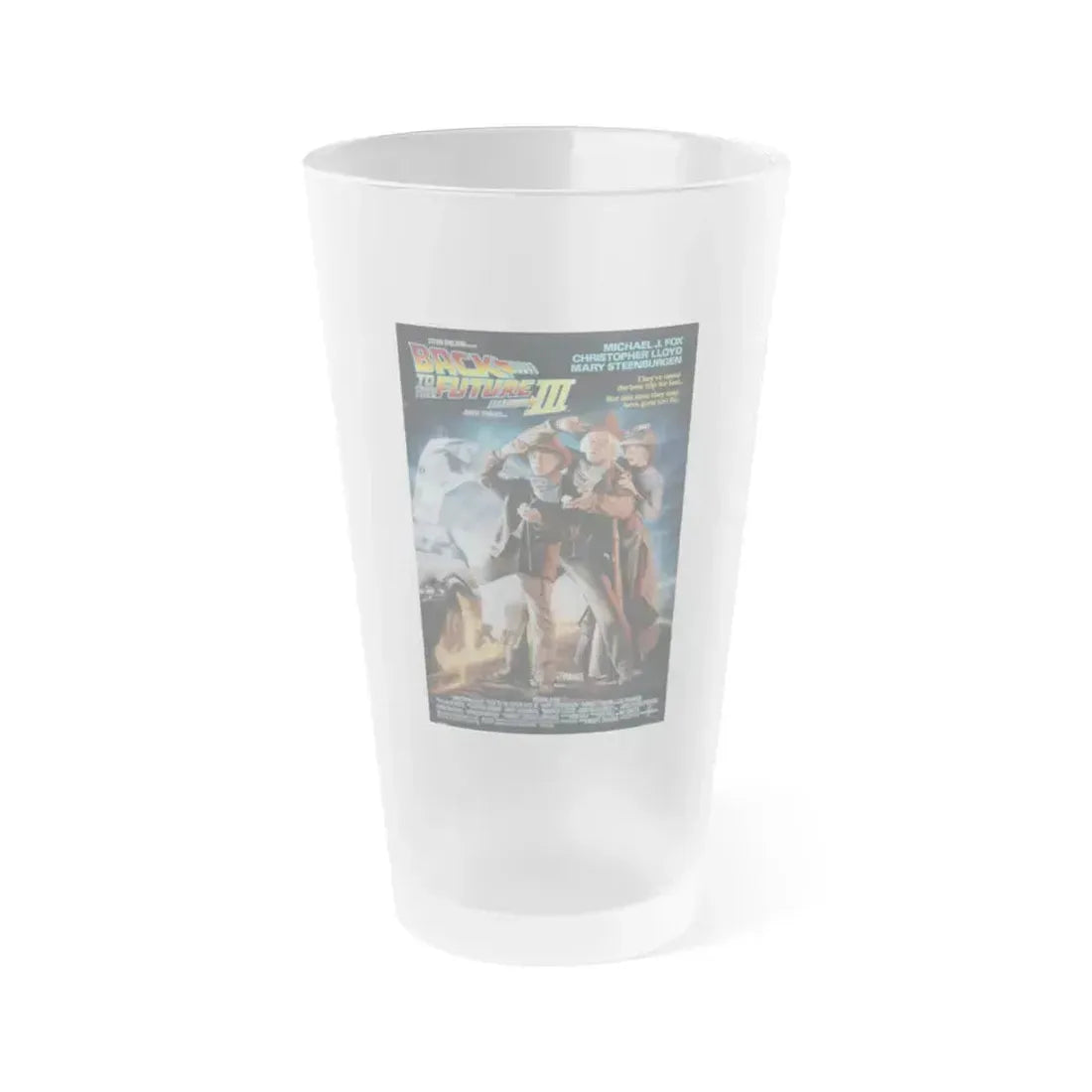 BACK TO THE FUTURE III 1990 Movie Poster - Frosted Pint Glass 16oz - Go Mug Yourself