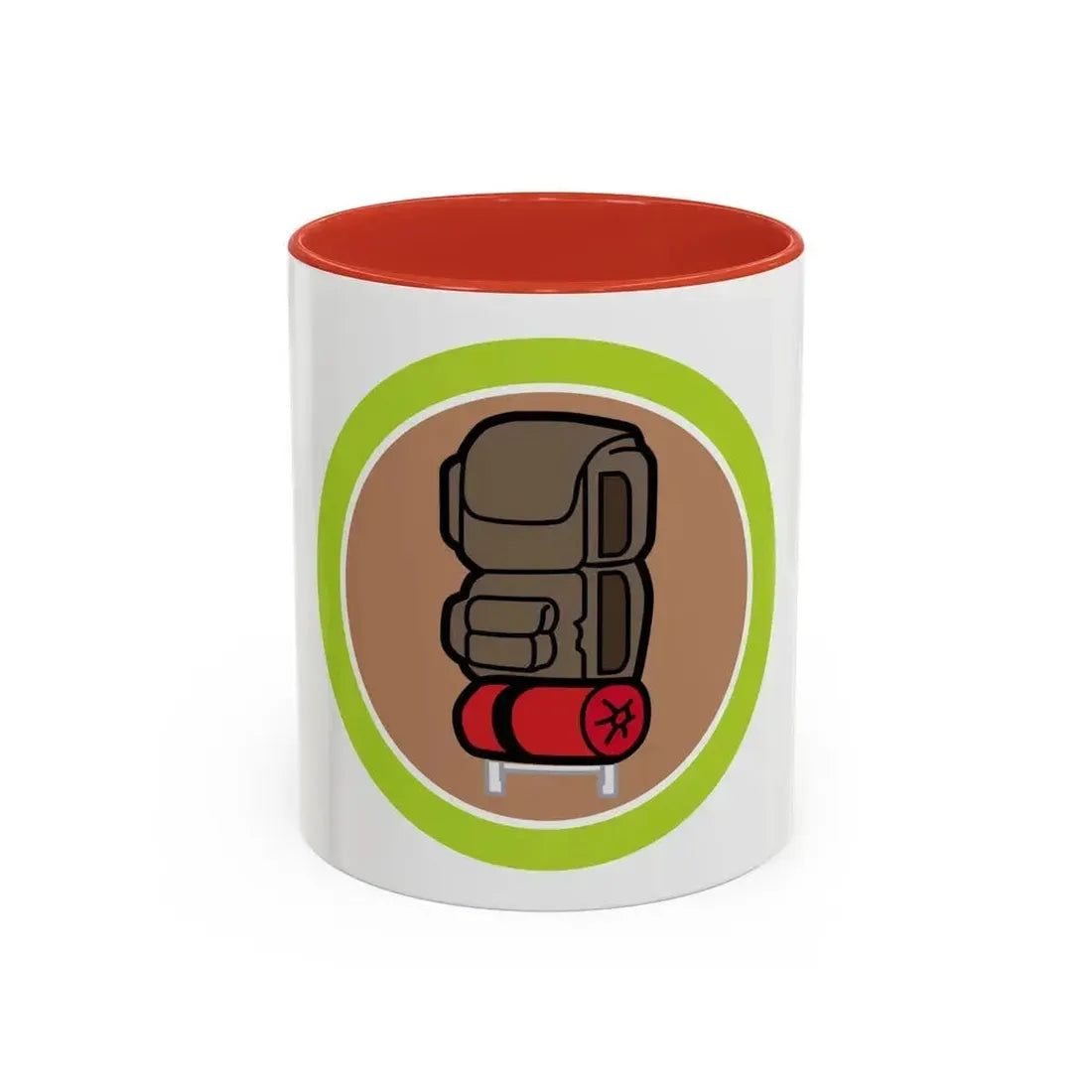 Backpacking (Boy Scout Merit Badge) Accent Coffee Mug 11oz Red - Go Mug Yourself