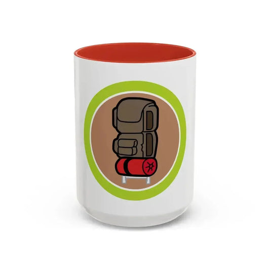 Backpacking (Boy Scout Merit Badge) Accent Coffee Mug 15oz Red - Go Mug Yourself