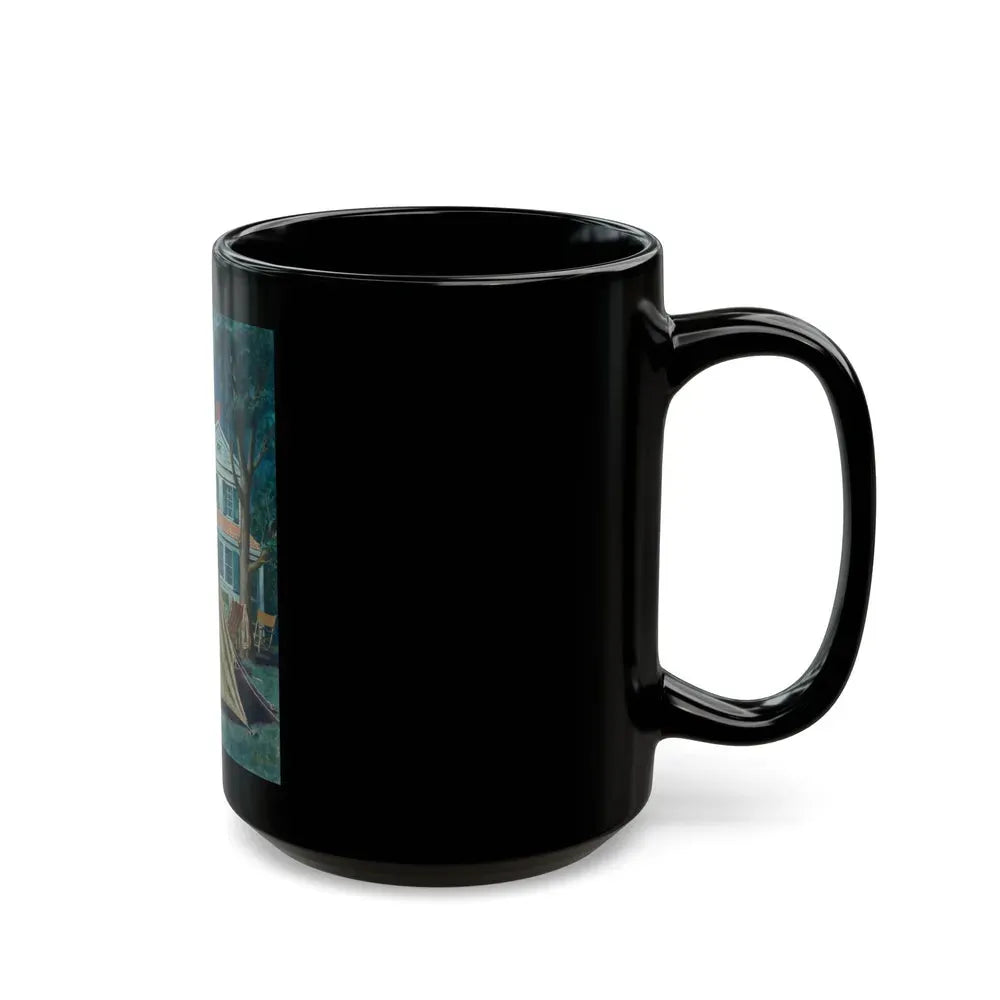 Backyard Campers, Saturday Evening Post cover, September 5, 1953 - Black Coffee Mug - Go Mug Yourself