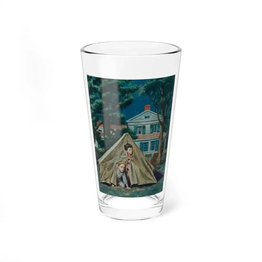 Backyard Campers, Saturday Evening Post cover, September 5, 1953 (Magazine Illustration) Pint Glass 16oz 16oz - Go Mug Yourself