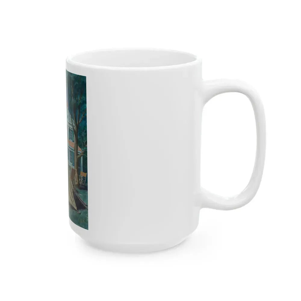 Backyard Campers, Saturday Evening Post cover, September 5, 1953 - White Coffee Mug - Go Mug Yourself