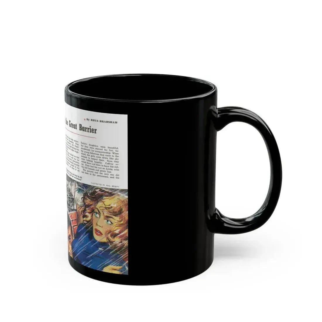 Bad Men of the Great Barrier, Man Junior, October 1948 - Black Coffee Mug - Go Mug Yourself