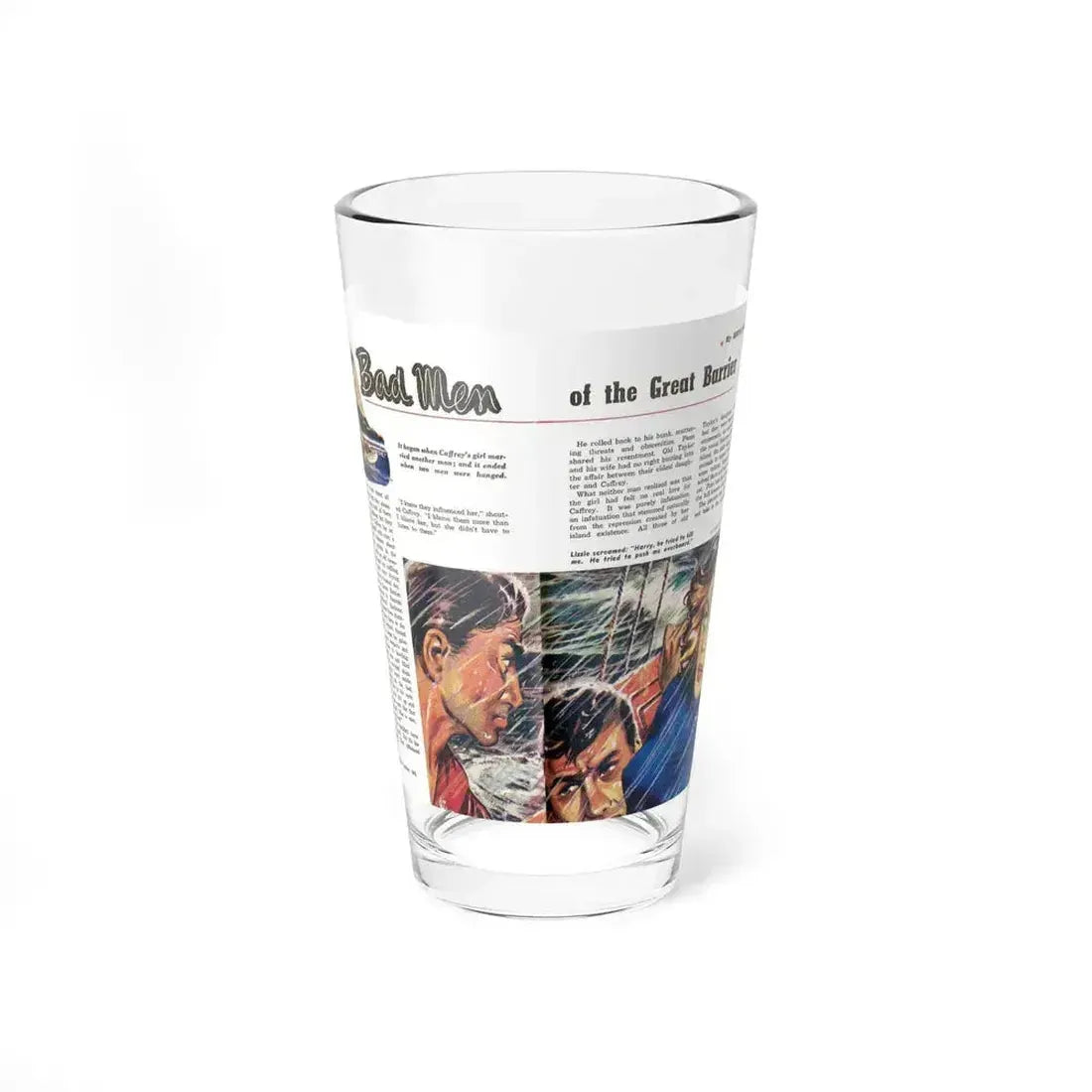 Bad Men of the Great Barrier, Man Junior, October 1948 (Magazine Illustration) Pint Glass 16oz 16oz - Go Mug Yourself