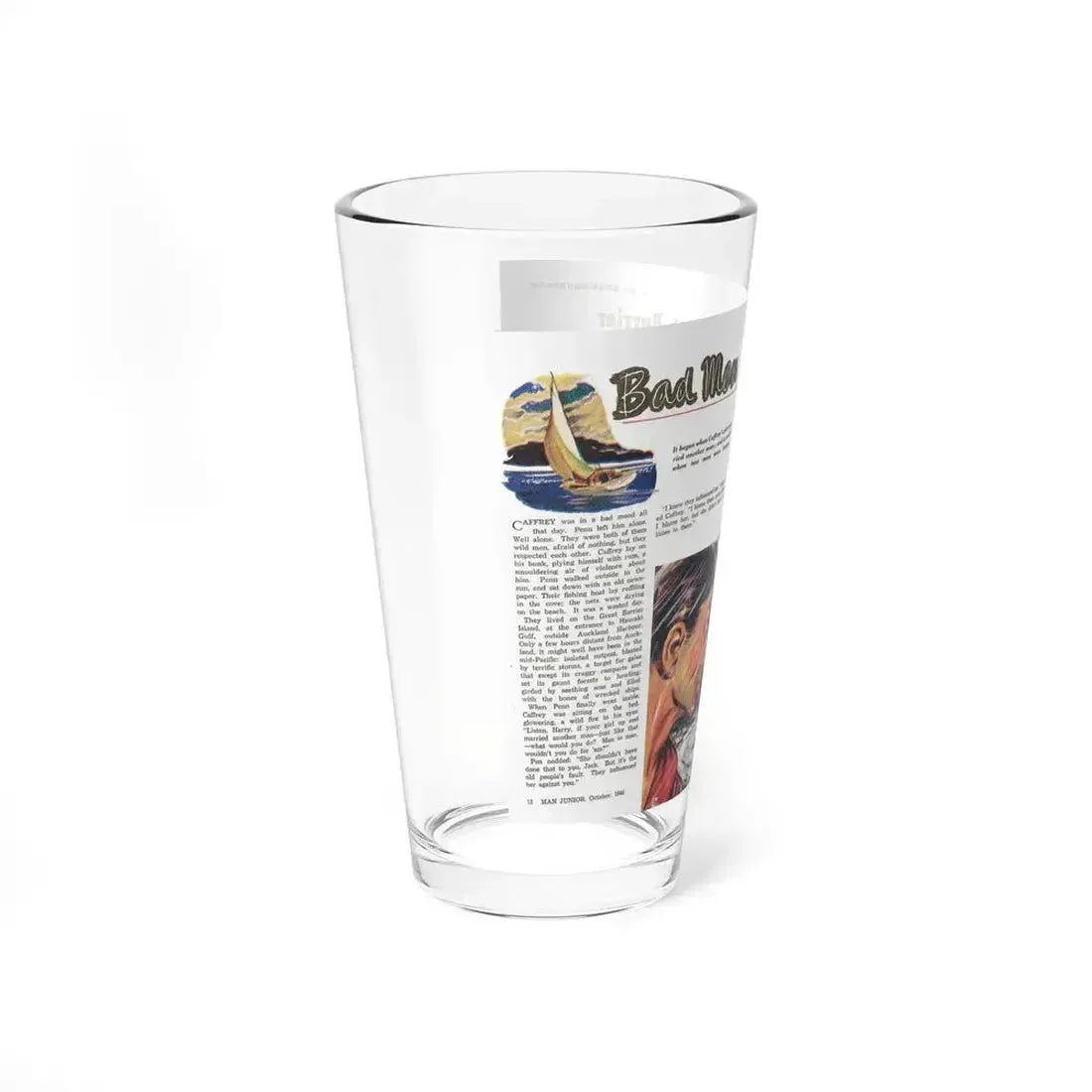 Bad Men of the Great Barrier, Man Junior, October 1948 (Magazine Illustration) Pint Glass 16oz - Go Mug Yourself
