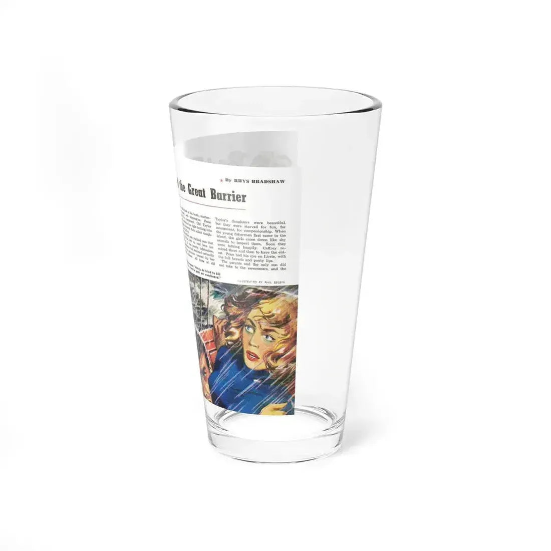 Bad Men of the Great Barrier, Man Junior, October 1948 (Magazine Illustration) Pint Glass 16oz - Go Mug Yourself
