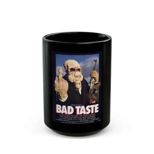BAD TASTE 1987 Movie Poster - Black Coffee Mug 15oz - Go Mug Yourself