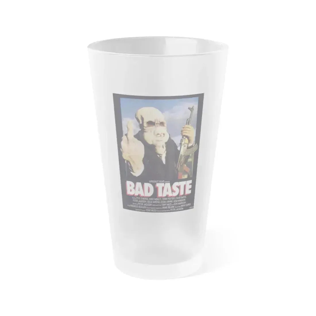BAD TASTE 1987 Movie Poster - Frosted Pint Glass 16oz 16oz Frosted - Go Mug Yourself