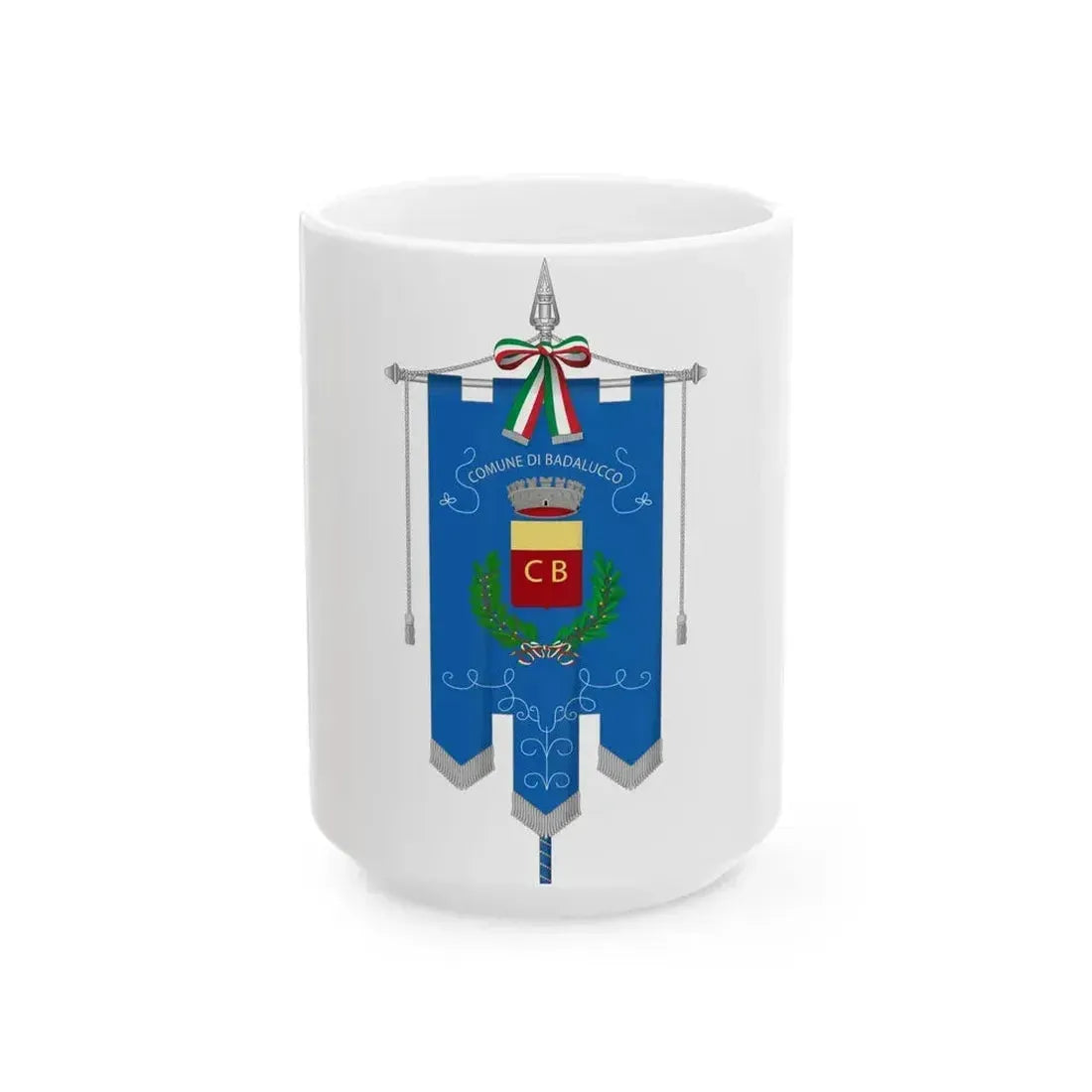 Badalucco-Gonfalone (Italy) White Coffee Mug 15oz - Go Mug Yourself