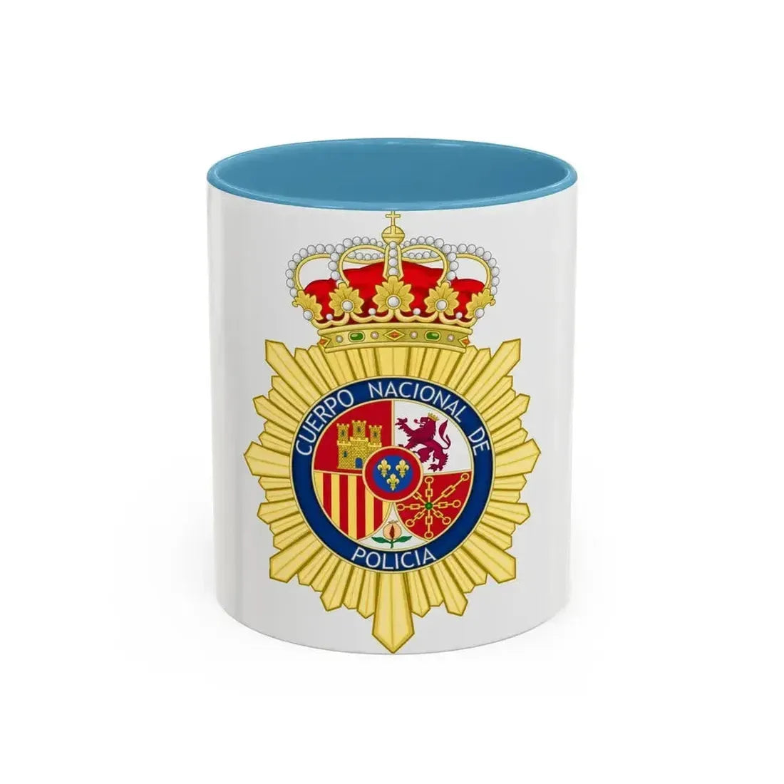Badge of the National Police Corps of Spain - Accent Coffee Mug 11oz Light Blue - Go Mug Yourself