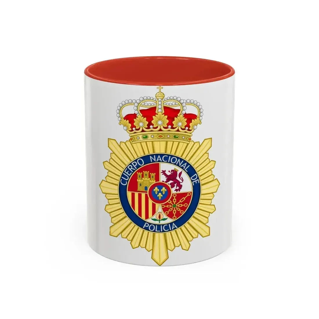 Badge of the National Police Corps of Spain - Accent Coffee Mug 11oz Red - Go Mug Yourself