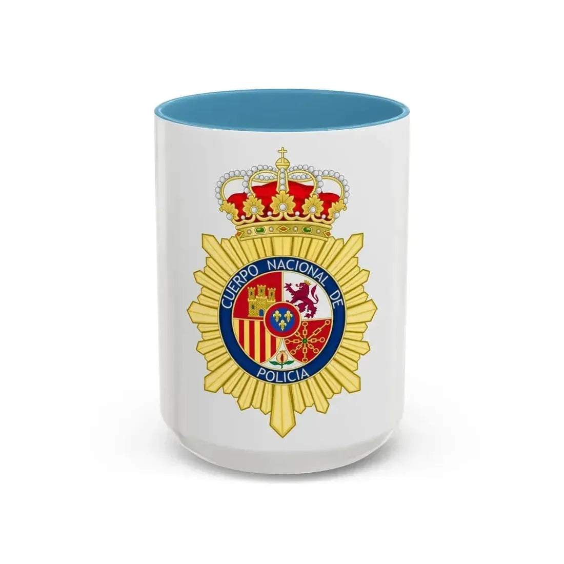 Badge of the National Police Corps of Spain - Accent Coffee Mug 15oz Light Blue - Go Mug Yourself