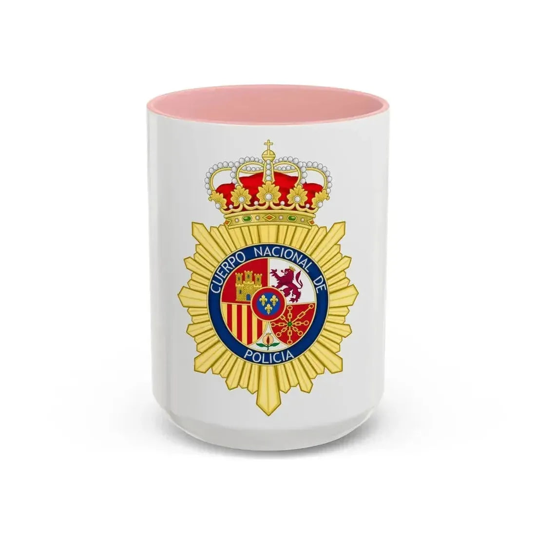 Badge of the National Police Corps of Spain - Accent Coffee Mug 15oz Pink - Go Mug Yourself
