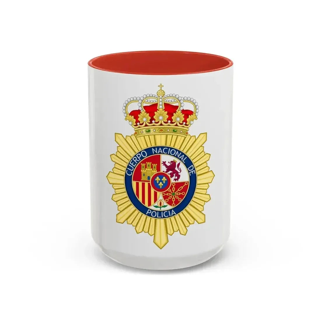 Badge of the National Police Corps of Spain - Accent Coffee Mug 15oz Red - Go Mug Yourself