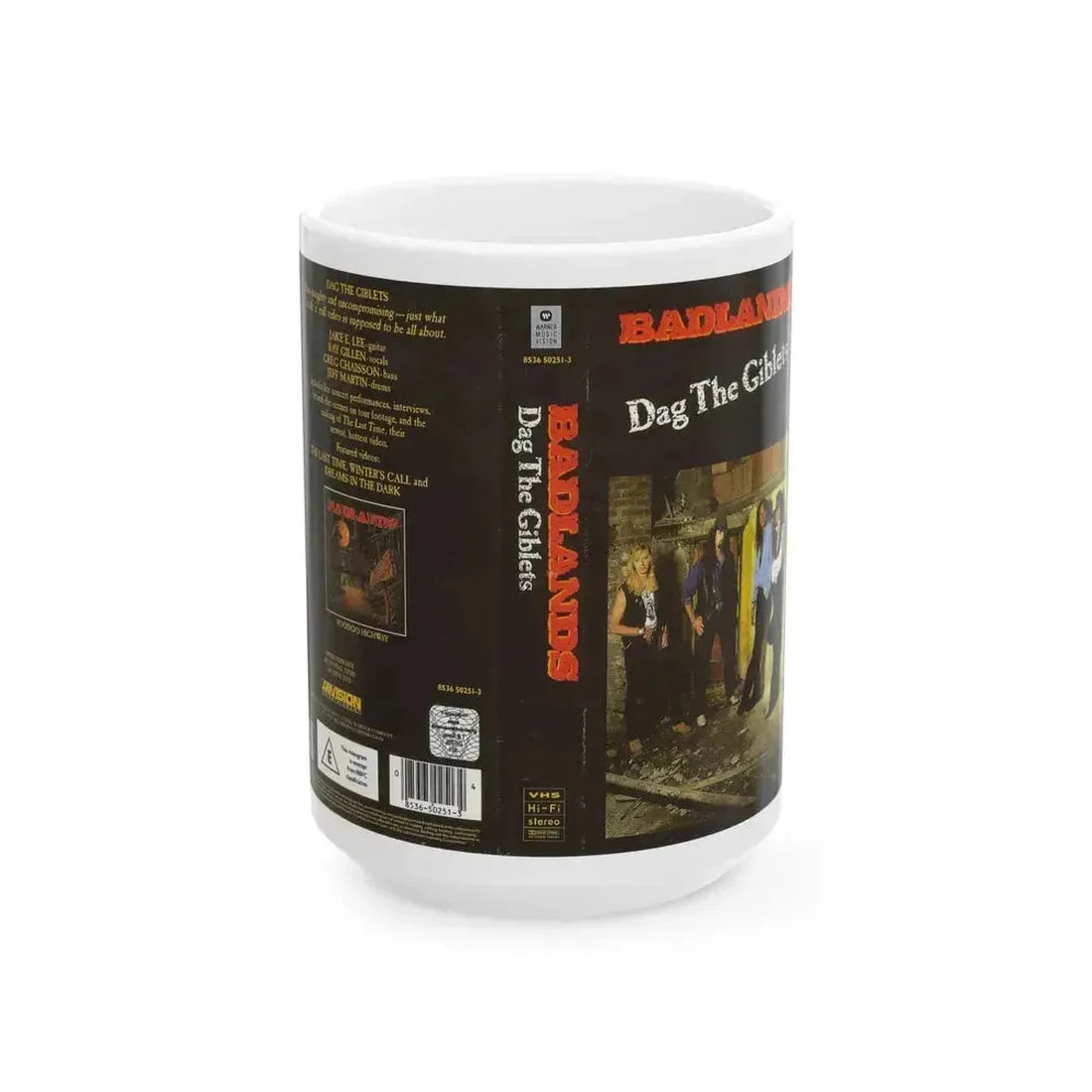 BADLANDS DAG THE GIBLETS (VHS COVER) - White Coffee Mug 15oz - Go Mug Yourself