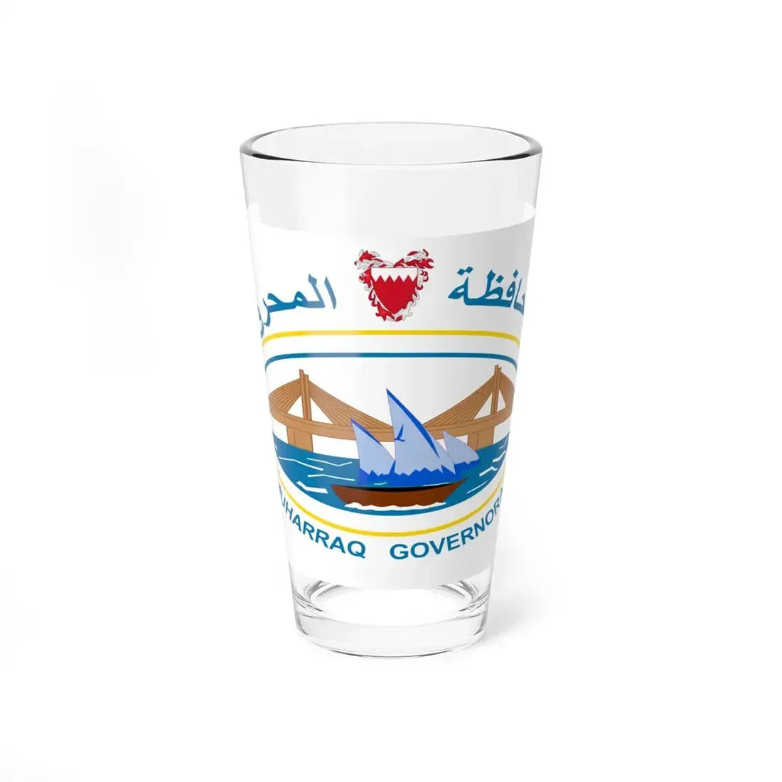 Bahrain Muharraq Governorate Flag (Bahrain) Pint Glass 16oz 16oz - Go Mug Yourself