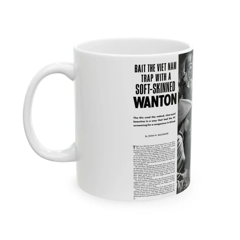 Bait The Viet Nam Trap with a Soft-Skinned Wanton, World of Men - White Coffee Mug - Go Mug Yourself