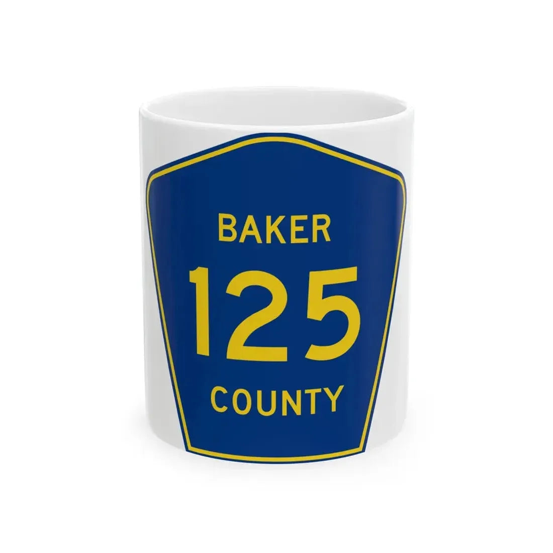 Baker County 125 (Florida) (Road Sign) White Coffee Mug 11oz - Go Mug Yourself