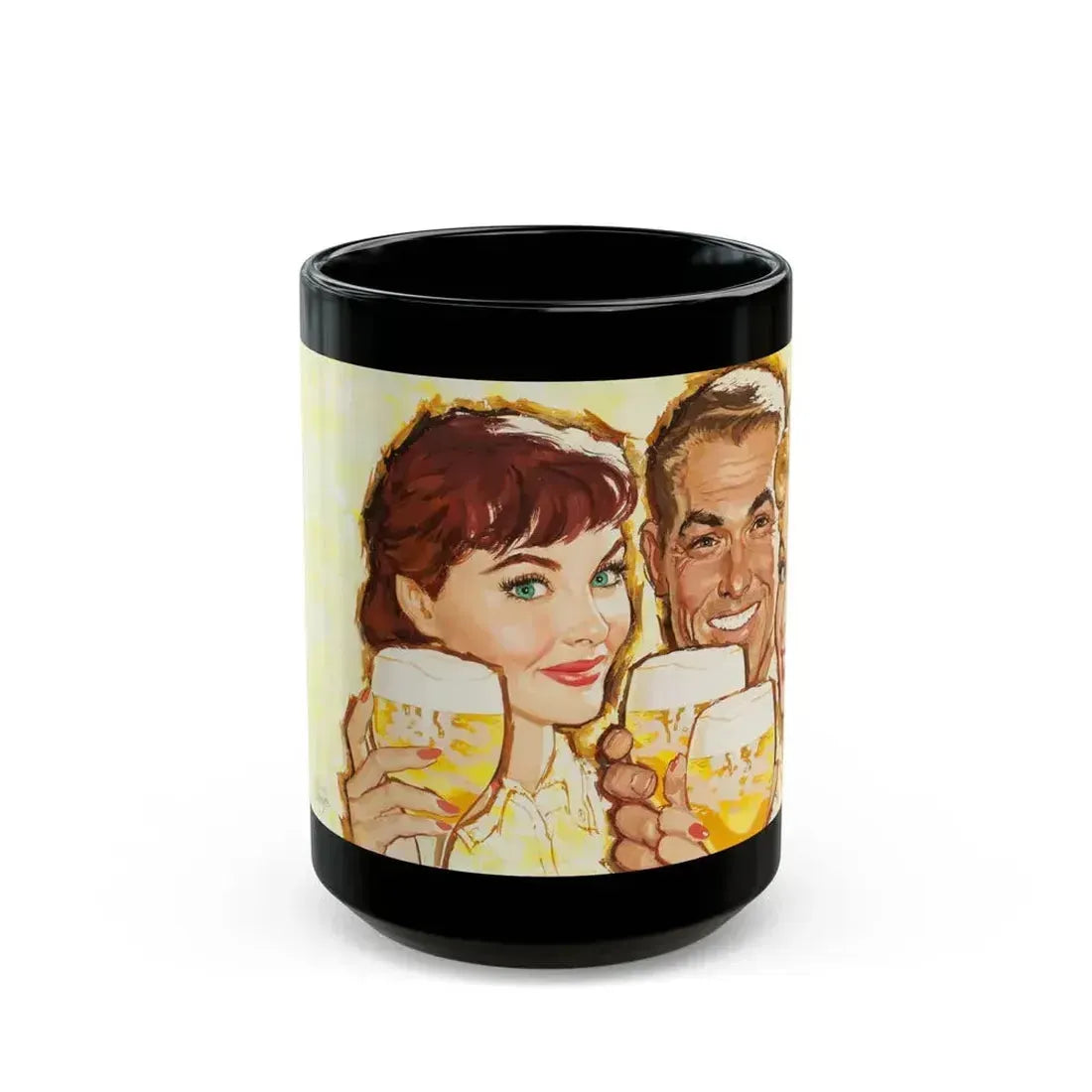 Ballantine Beer billboard illustration, 1957 - Black Coffee Mug 15oz - Go Mug Yourself