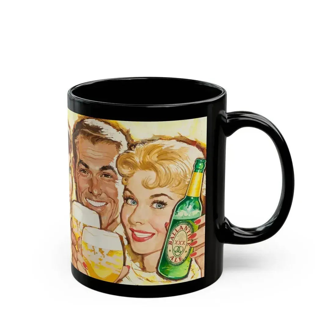 Ballantine Beer billboard illustration, 1957 - Black Coffee Mug - Go Mug Yourself