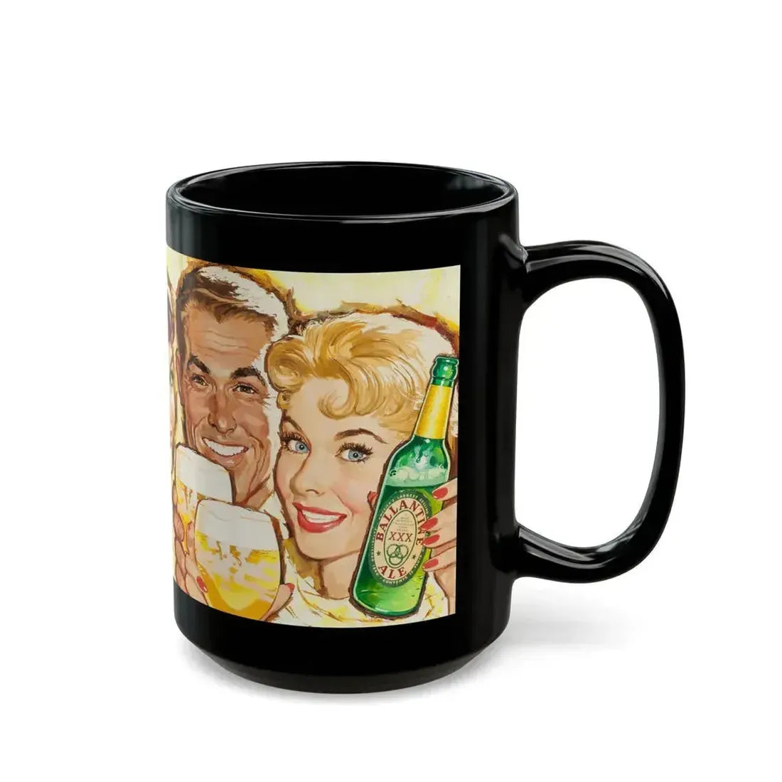 Ballantine Beer billboard illustration, 1957 - Black Coffee Mug - Go Mug Yourself
