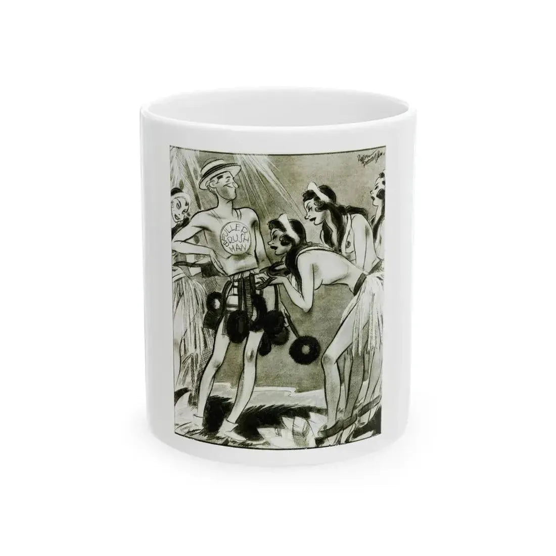 Ballyhoo Magazine Illustration - White Coffee Mug 11oz - Go Mug Yourself
