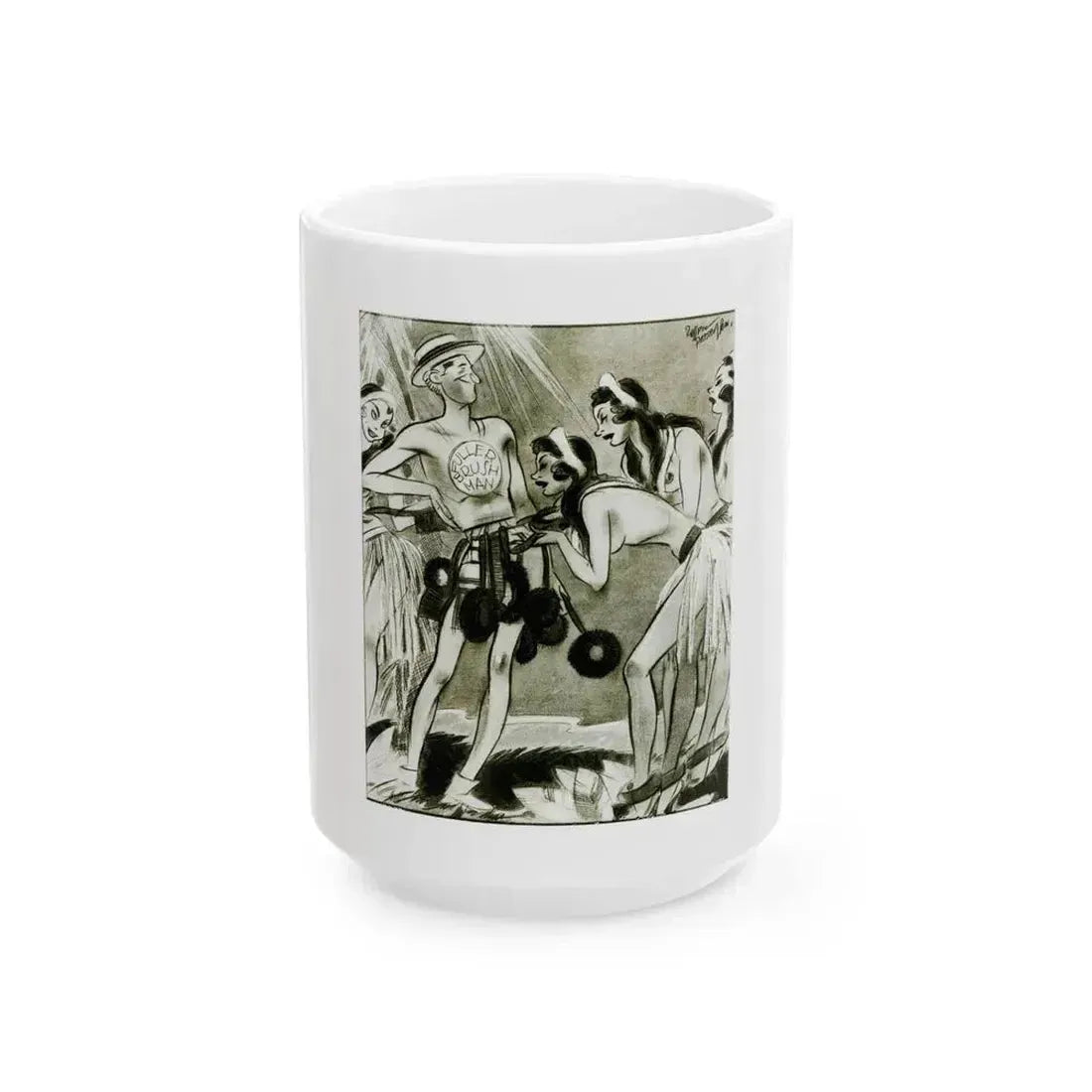 Ballyhoo Magazine Illustration - White Coffee Mug 15oz - Go Mug Yourself