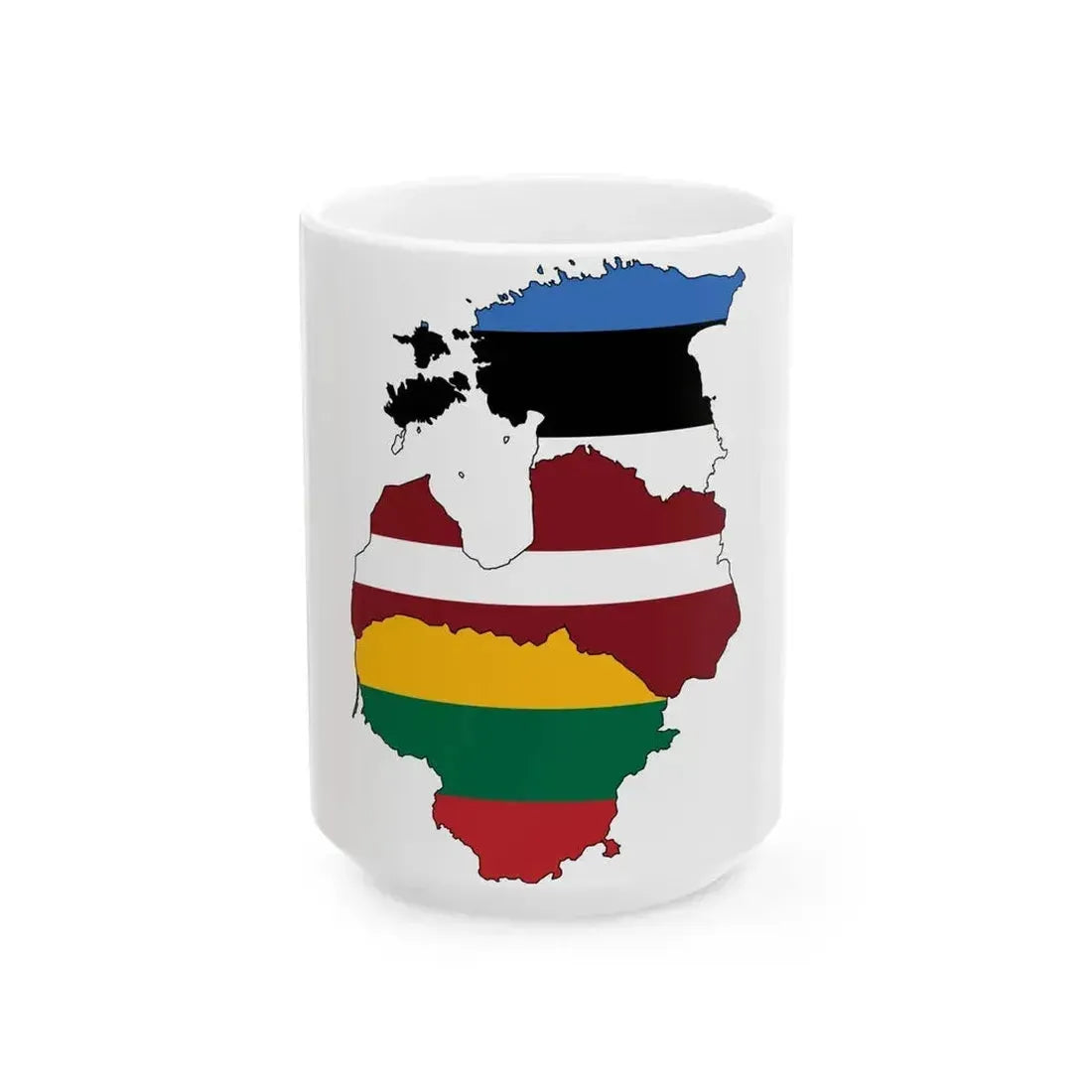 Baltic states flag map (Estonia) White Coffee Mug 15oz - Go Mug Yourself