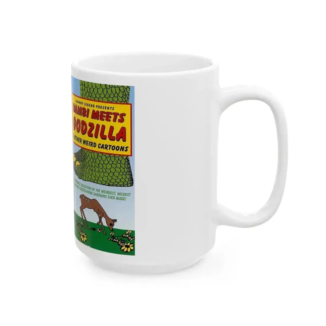 BAMBI MEETS GODZILLA AND OTHER WEIRD CARTOONS (VHS COVER) - White Coffee Mug - Go Mug Yourself