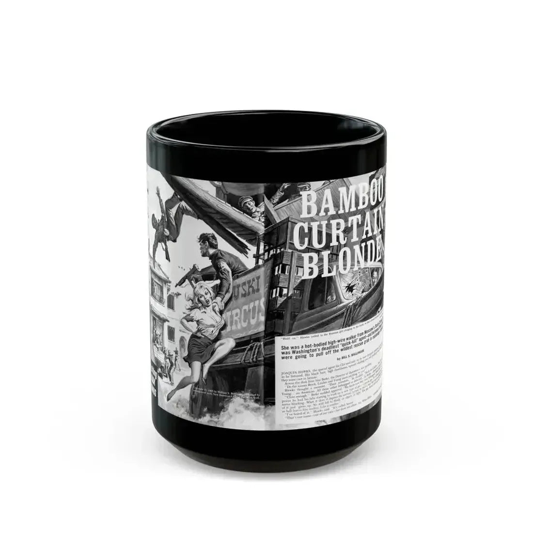 Bamboo Curtain Blonde, For Men Only, February 1966 - Black Coffee Mug 15oz - Go Mug Yourself