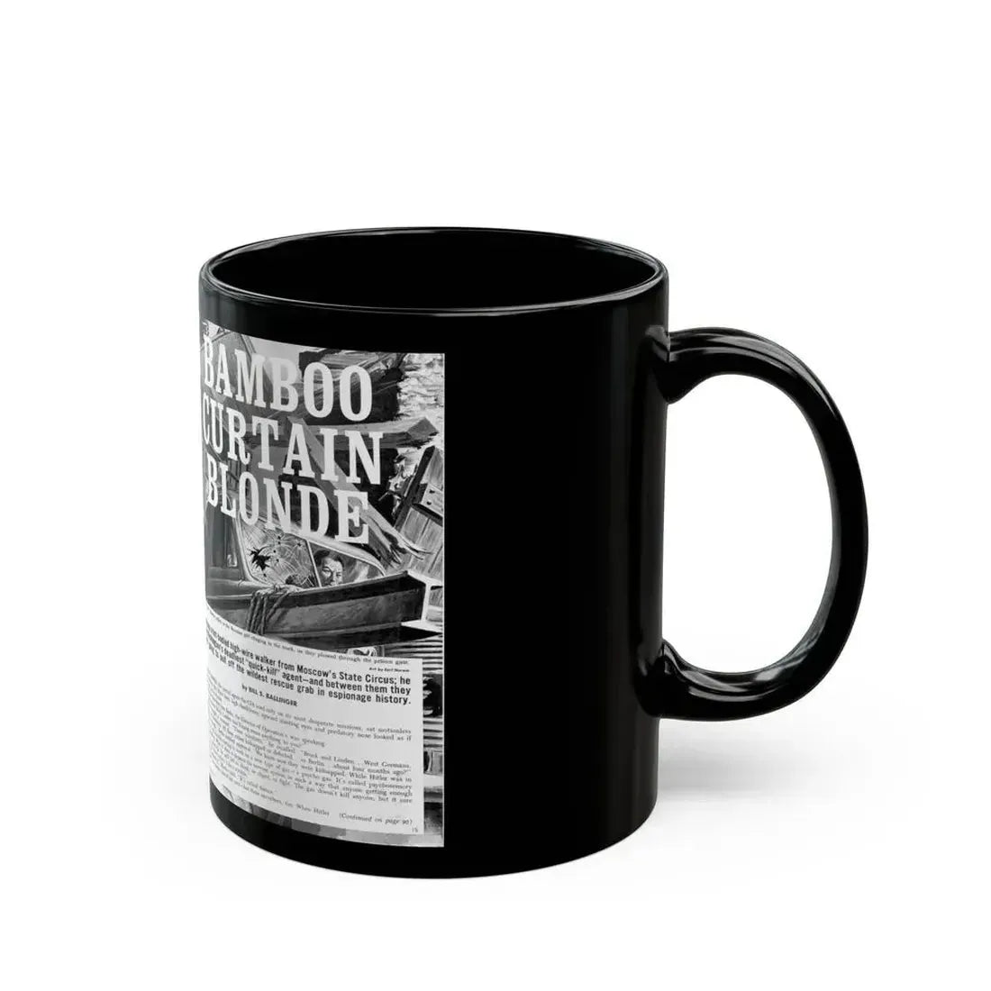 Bamboo Curtain Blonde, For Men Only, February 1966 - Black Coffee Mug - Go Mug Yourself
