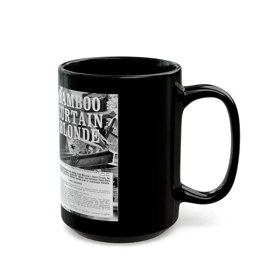 Bamboo Curtain Blonde, For Men Only, February 1966 - Black Coffee Mug - Go Mug Yourself