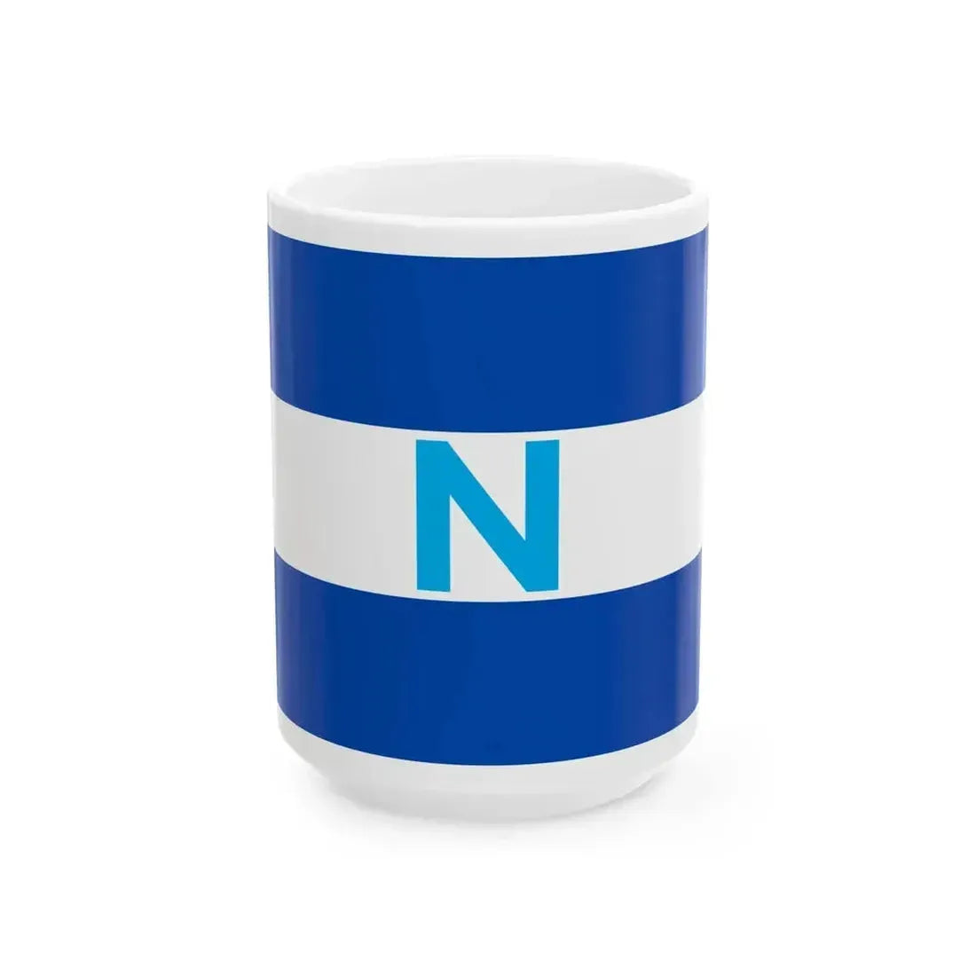 Bandera de El Salvador con el logo del partido Nuevas Ideas (El Salvador) White Coffee Mug 15oz - Go Mug Yourself